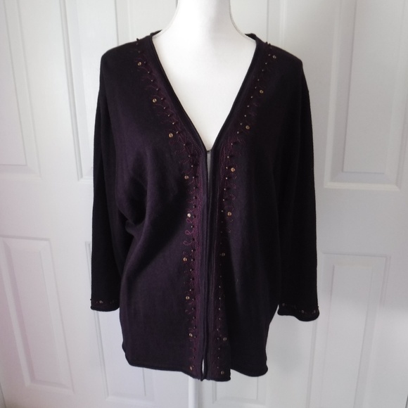Maggie McNaughton Sweaters - Maggie McNaughton Cardigan Eggplant Purple